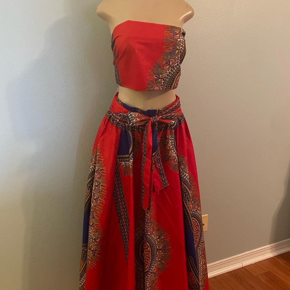 Red Patterned Women's Skirt